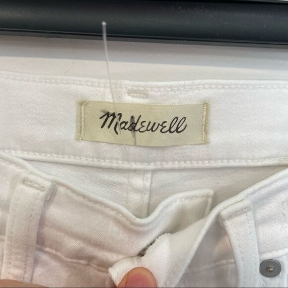 Madewell White 10" High-Rise Jeans Summer Strecth Crop Ankle Denim Pants - Picture 7 of 11